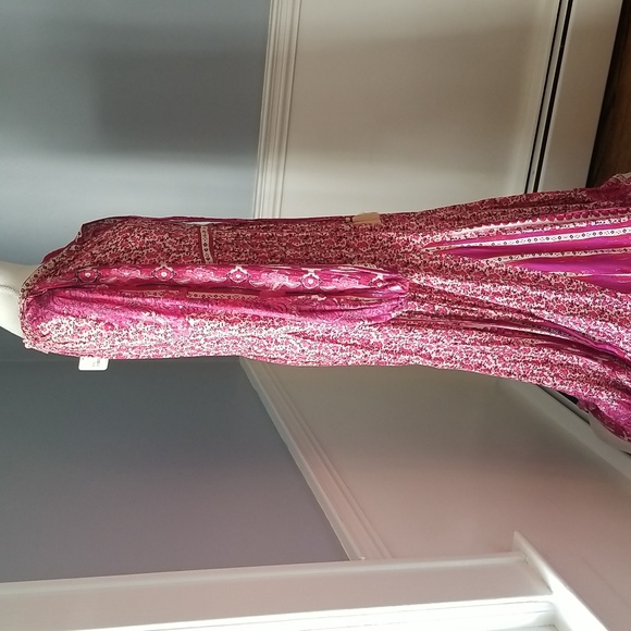 FREE PEOPLE HAPPY FEELINGS MIDI DRESS IN PEACH PIE COMBO- NWT - Picture 4 of 11